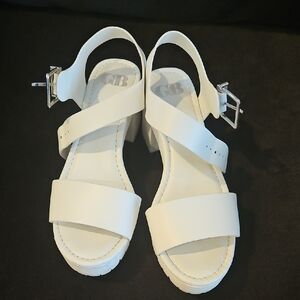 Gianni Bini White Minimalist Sandals with Adjustable Ankle Strap